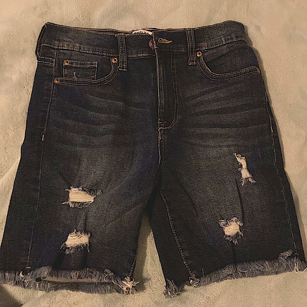 Celebrity Pink Denim  Bermuda Shorts, Ripped with Fringe at the bottom